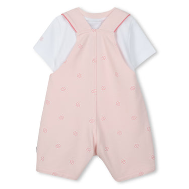 BOSS Peto overall para bebe niña rosa con playera